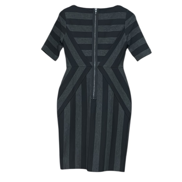 Anthropologie Maeve Geoplane Black Gray Diagonal Stripe Ponte Sheath Dress Sz 6 - Picture 5 of 11